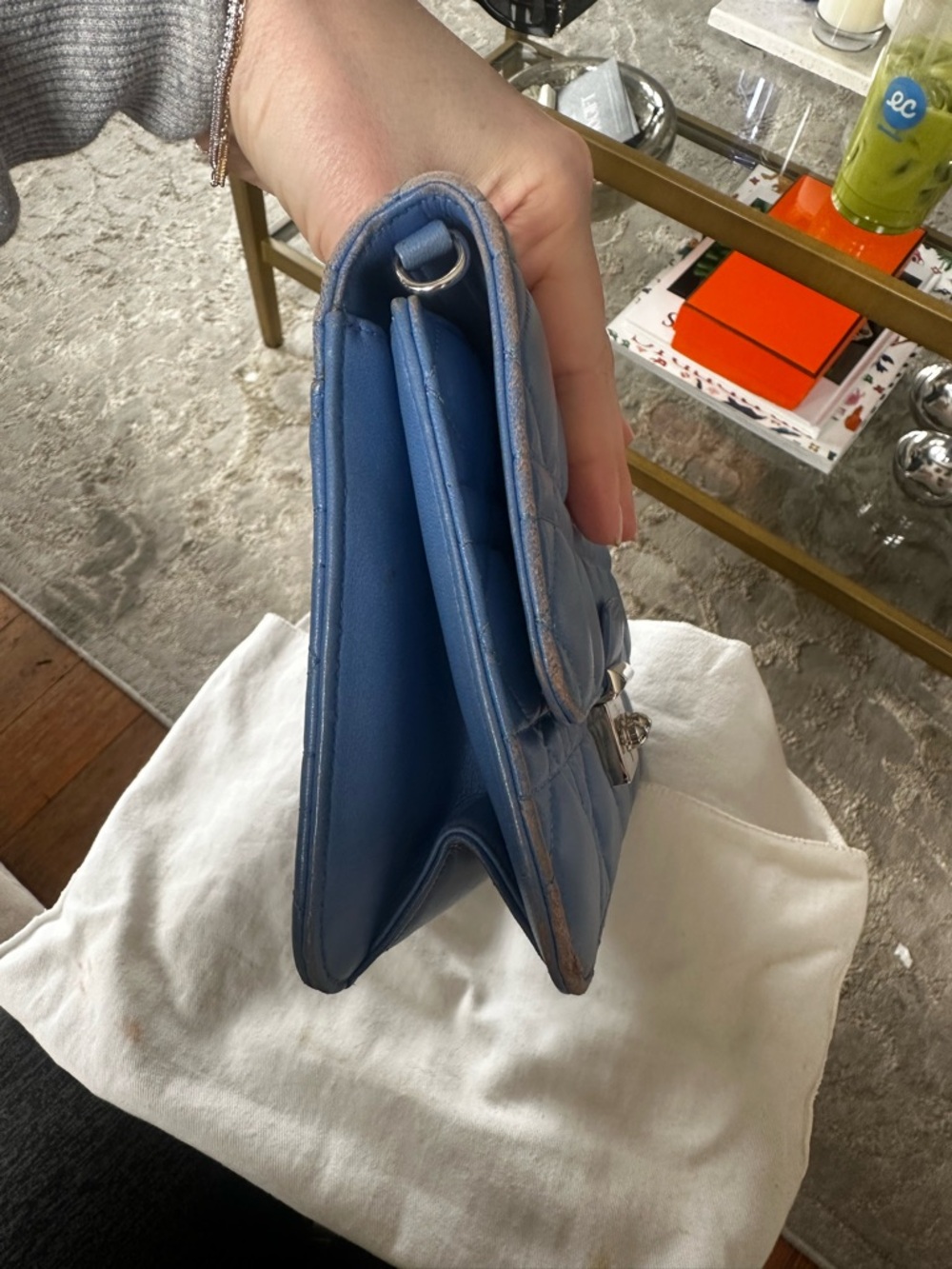 Dior Small Quilted Leather Mini Bag in Periwinkle Blue - Picture 4 of 12